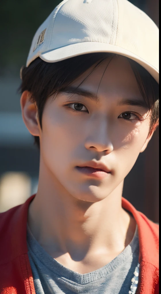 Chinese male college student working at construction site, 8K highest image quality and resolution,Show masculine and handsome style,skin is smooth and fair, His pupils are bi-colored, Leaves a natural scent and youthful glow,With a sad expression on his face, And this photo clearly captures every detail of his face and facial features,8K image quality makes his facial features look very real, Capture every wrinkle, pores, His soft hair highlights his natural beauty in the sun, Every hair is clearly visible, accurately present, and depth of field,