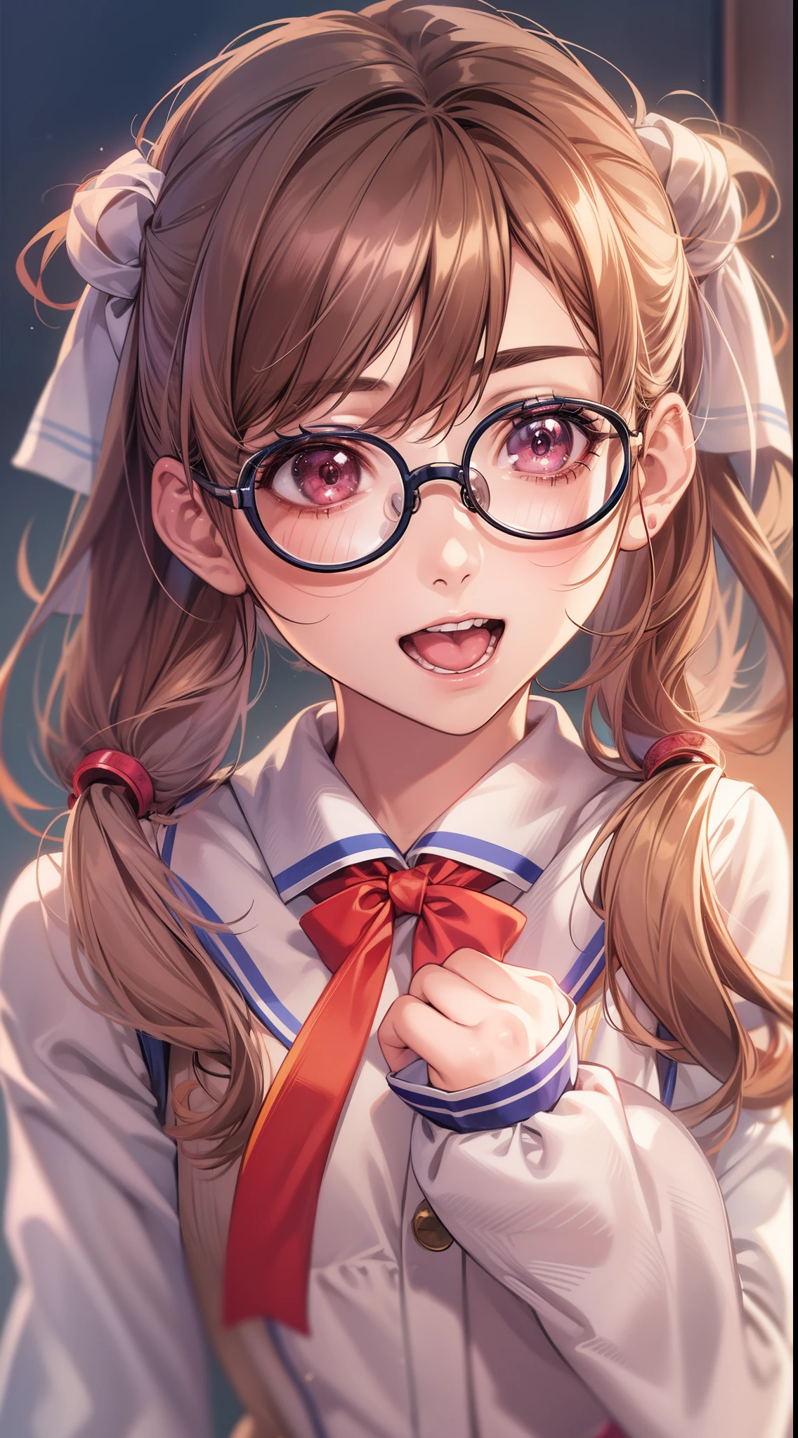 Anime - A woman wearing silk cheerleading and glasses takes a photo, small curvy , a hyperrealistic schoolgirl, a hyperrealistic schoolgirl, Lolia silk dress, Cute anime waifu in a nice dress, Smooth Anime CG Art, anime highly detailed, Seductive Anime Girl, with glasses, photorealistic anime girl render, Detailed Digital Anime Art