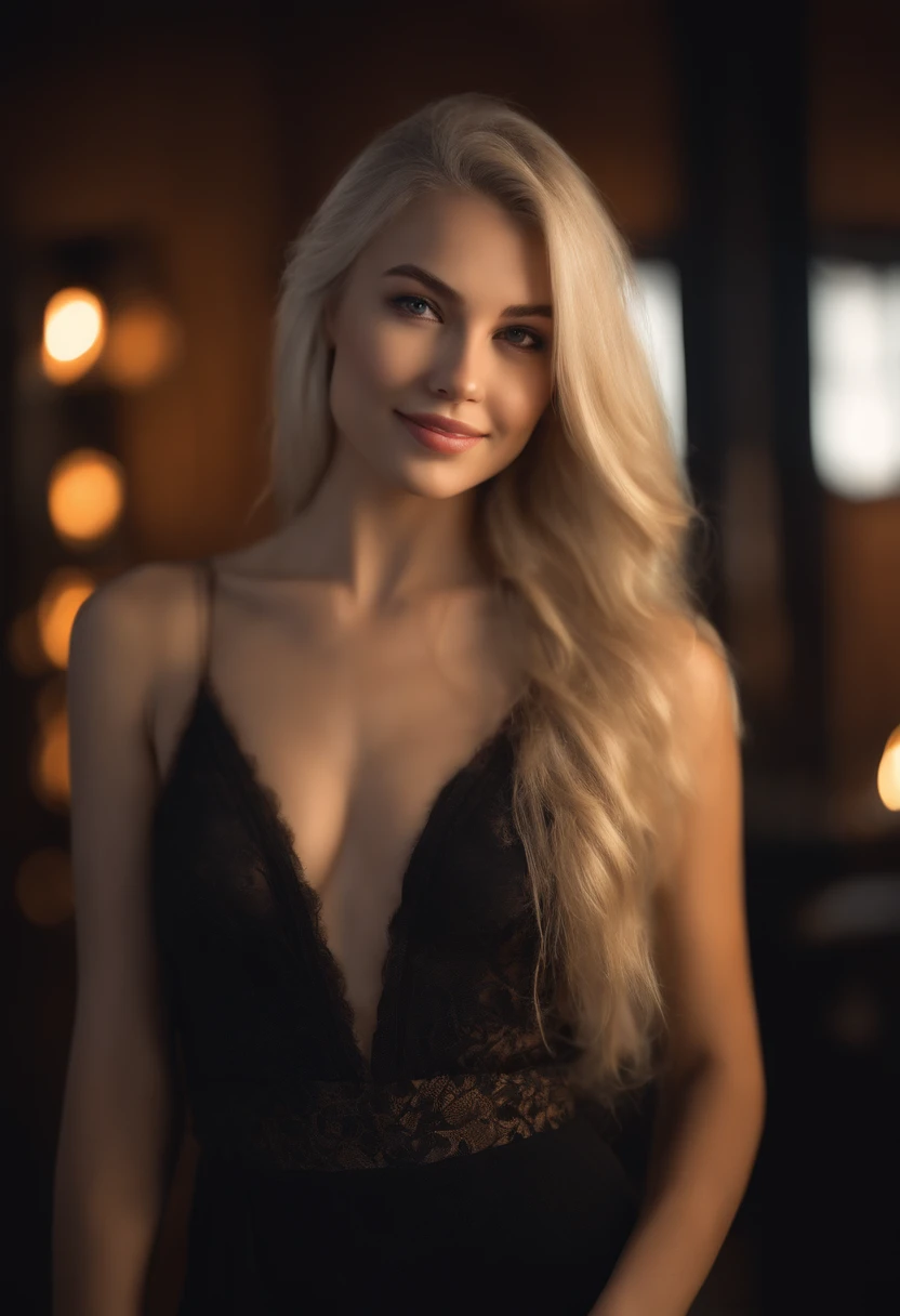 Nur die [1 Frau] , Sex, blondes Haar, Riesige Truhe, (chiseled belly), (Dunkle Haut), (nackt), In einem Schloss