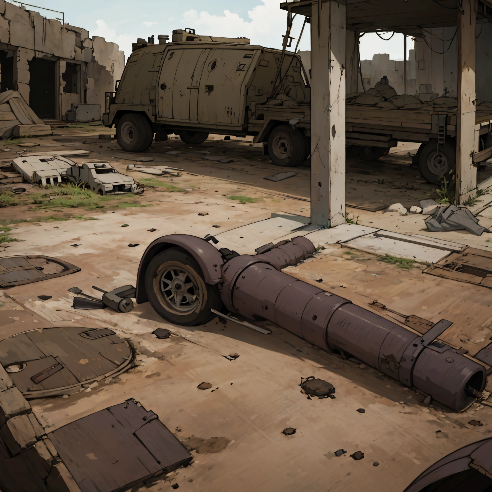 Group military, deserted place, wasteland