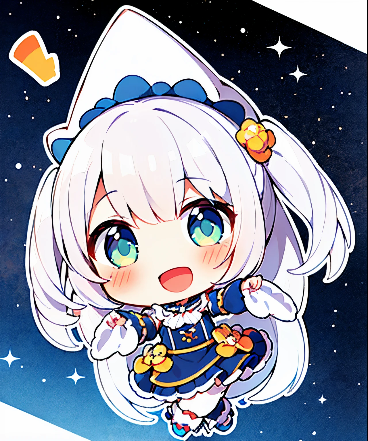 1girl, (chibi:1.3),
full body
looking at viewer, blush, smile, :d, open mouth
small girl dancing, white hair,
looking at viewer,