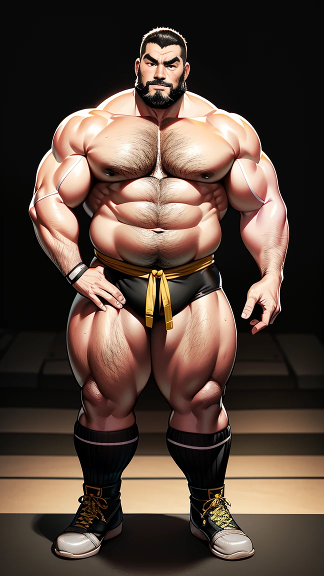 the only person,male people,Muscle wrestler,musculous,Stout wrestler,Asian people,jpn,Uncles,60-year-old middle-aged man,Short hair details,Short hair details,Wrestling boots,Full body like,Panorama characters,WWE ring,WWE American professional wrestling,spotlight lights,cellshading,visions,pantiess,fatness,age 55,,Middle age,tattoo is,Fingerless gloves,Wheat-colored skin,oilly skin,Dark skin,Show off your chest muscles,Sumo wrestler,body builder,Wide sideburns,Pronounced abs,ssmile,beard is gray,White hair,(Full body like:3),Hands are very thin,bright outside,outdoor background