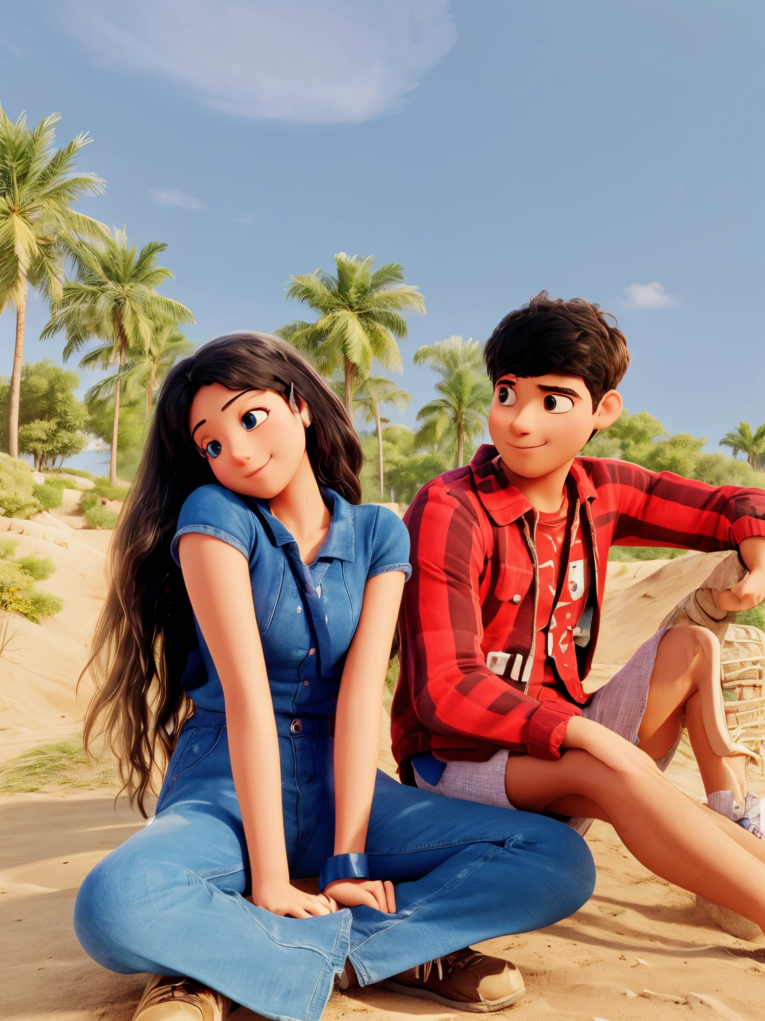 realised high quality background 3D and cute couple