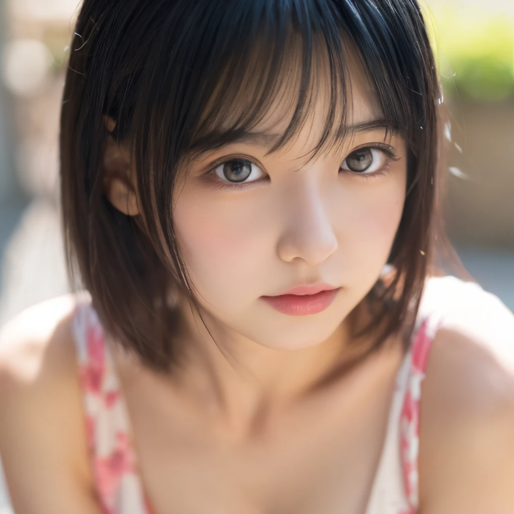 , (japanese Famous idol:1.4) (1cute girl:1.4) (very young face:1.4) best quality, face focus, soft light, ultra high res, (photorealistic:1.4), RAW photo, 1japanese girl, solo, cute, (pupil, lights in the eyes), detailed cute face, (small chest),(high resolution detail of human skin texture), Damask Shirt Dress, (portrait)