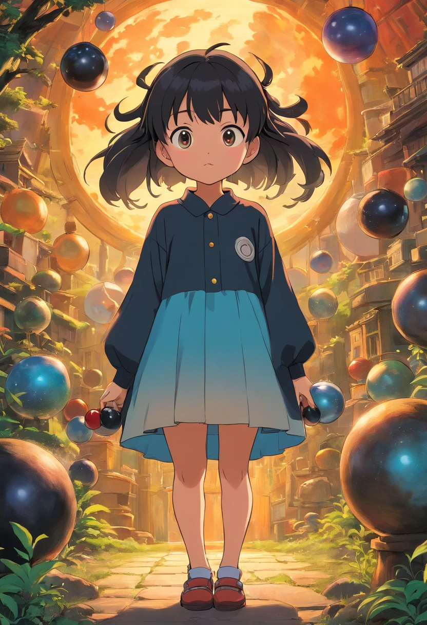 Black ball-headed girl