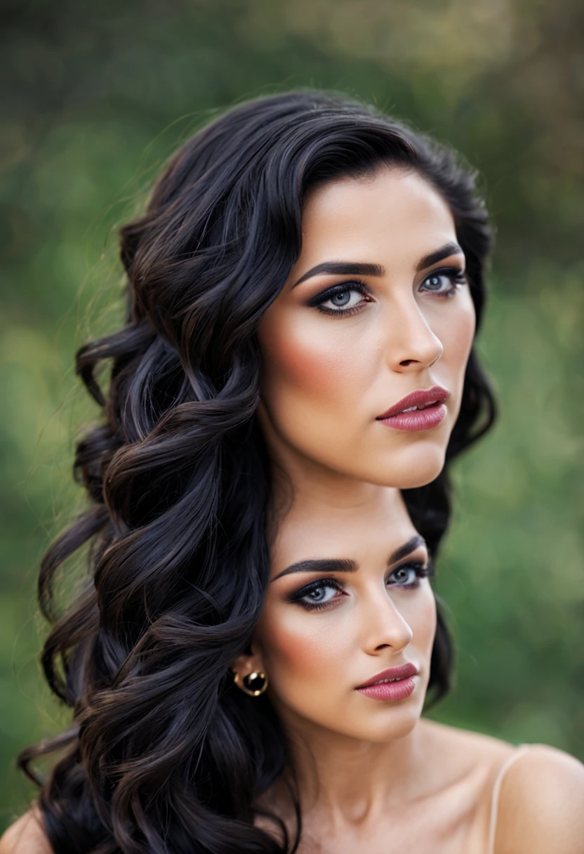 beautiful black hair woman with makeup potrait photography