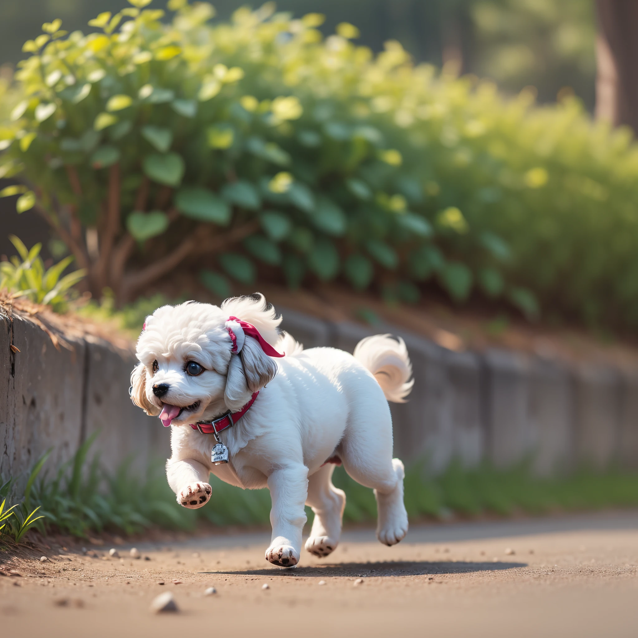 tiny adorable white toy poodle run -auto -ar9:16 --auto --s2