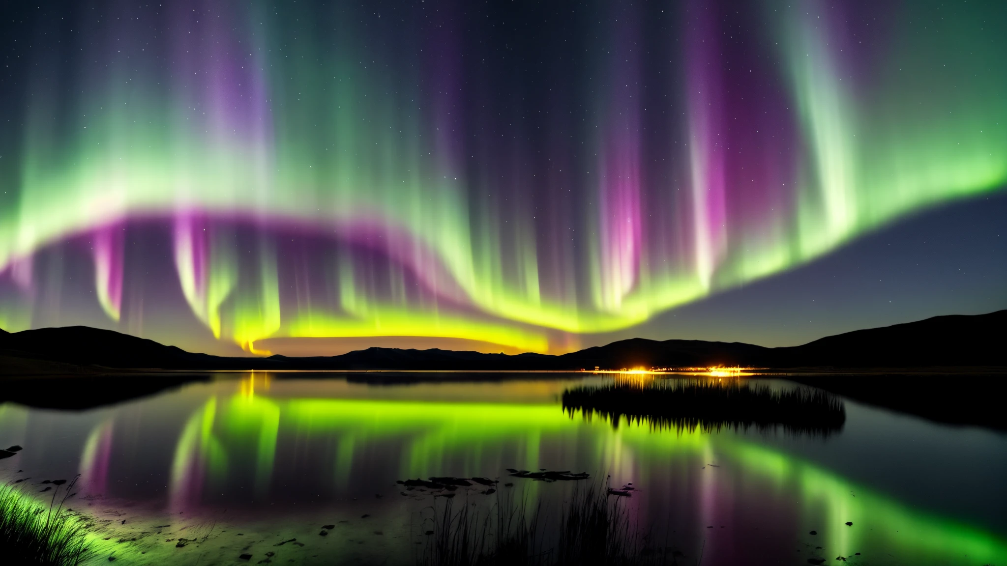 make a realistic image of northern lights but from outer space. dont make the quality TOO good, but make it look like it was taken from an iphone 14 camera