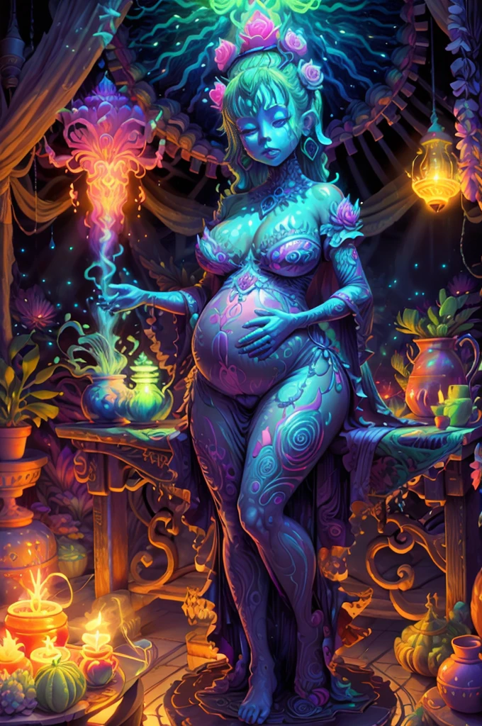 There's an agave that glows in the dark，glowing succulents，Glowing succulent flowers，The Buddha sits on a lotus flower，magical colorful flowers，Surreal pregnant flower，glowing neon succulents，Glowing delicate succulent flowers, ，Ghibli-like colours, Pixar, UHD, masterpiece, ccurate, anatomically correct, textured skin, super detail, high details, high quality, award winning, 16k, best quality