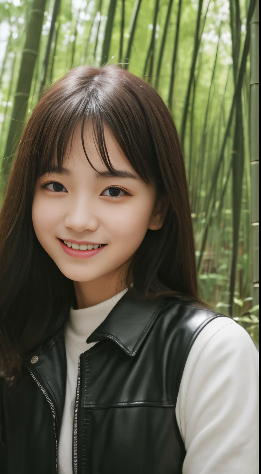 On a quiet spring afternoon,8K masterpiece of the highest quality.There is a 19 year old girl。She wore a tight black leather jacket,Sitting on a large moss-covered stone in the bamboo forest by the river。The sun shines on her face through the bamboo leaves,forming a soft light and shadow。Her skin looks fairer in the sun,Contrast with black leather jacket。
That girl'Eyes bright and focused,smiling and looking into the camera,It seems to be telling a beautiful story。Her smile is like the spring breeze blowing through the bamboo forest,Make people feel the vitality of youth and vitality of life。in this picture,We seem to feel her inner joy and love for life。
Surrounded by dense bamboo forest,Abundant greenery,The river is gurgling,Take a nice photo with a girl。This scene is like a beautiful poem,Telling about the beautiful time in spring afternoon。