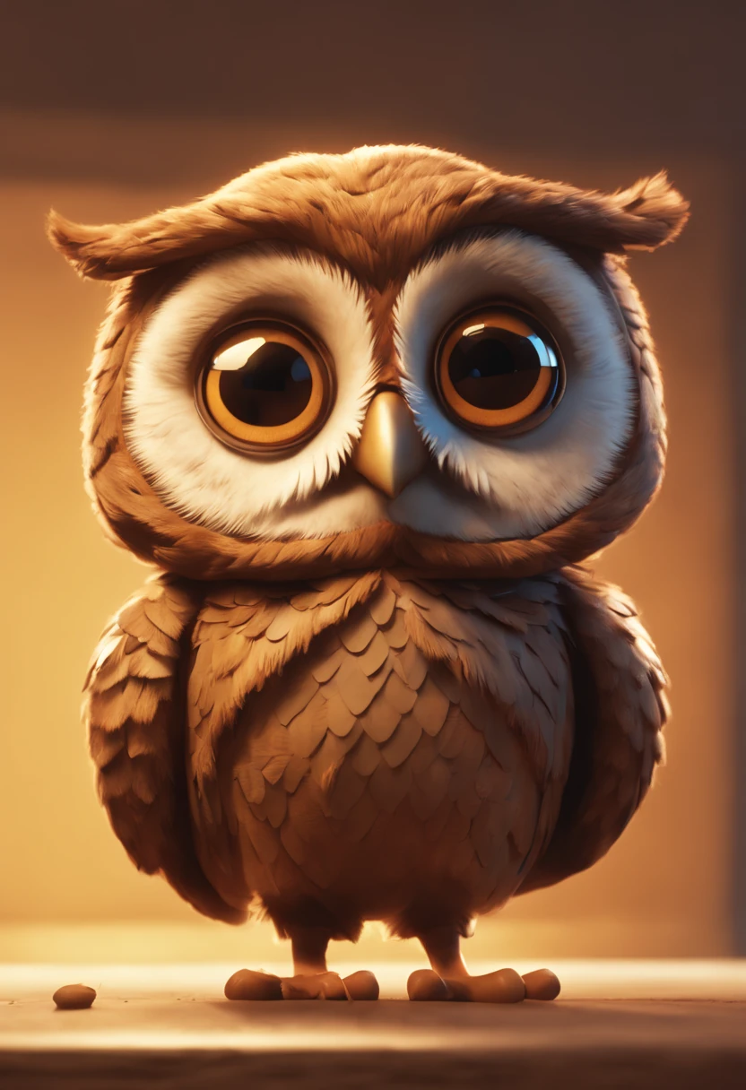 Character design, Pixar style, Cute and cute owl, Golden ratio, full bodyesbian, Dramatic lighting, Cinematic, Portrait, Fine details