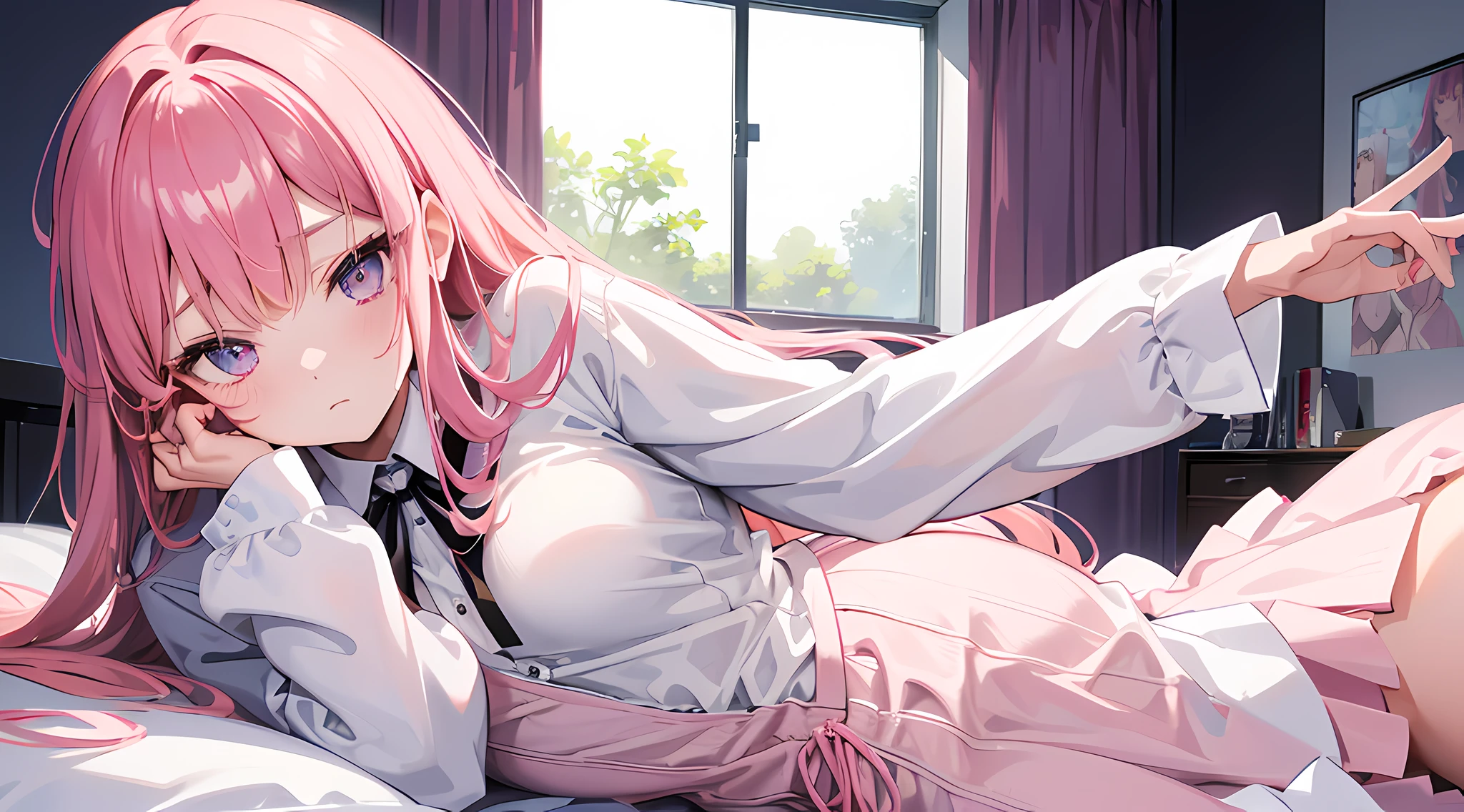 Luxury love hotels, on the bed,Anime image of a woman lying in bed with another woman on top of her, anime girl, two beautiful anime girl, 魅惑的なanime girl, Beautiful charming anime teen, Sex anime style, clean detailed anime art, on pixiv, on pixiv高評価, Sex, Ilya Kuvshinov. 4k, 4k manga wallpaper