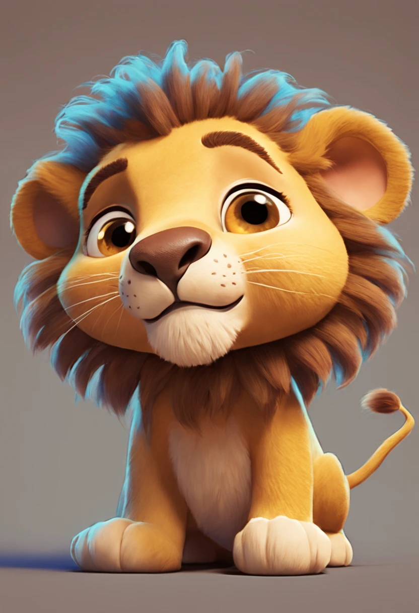 Character design, Pixar style, Cute and cute lion, Golden ratio, full bodyesbian, Dramatic lighting, Cinematic, Portrait, Fine details