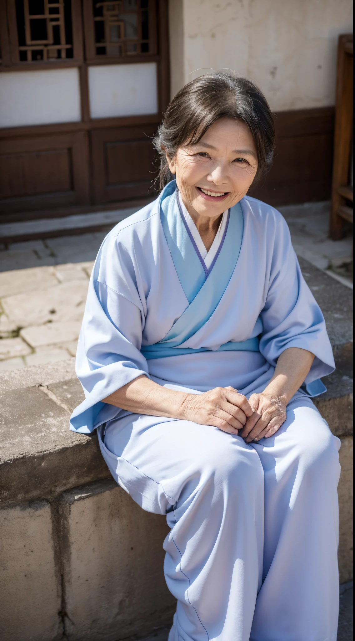Kind grandmother，Over 60s，rural chinese，With a smile，