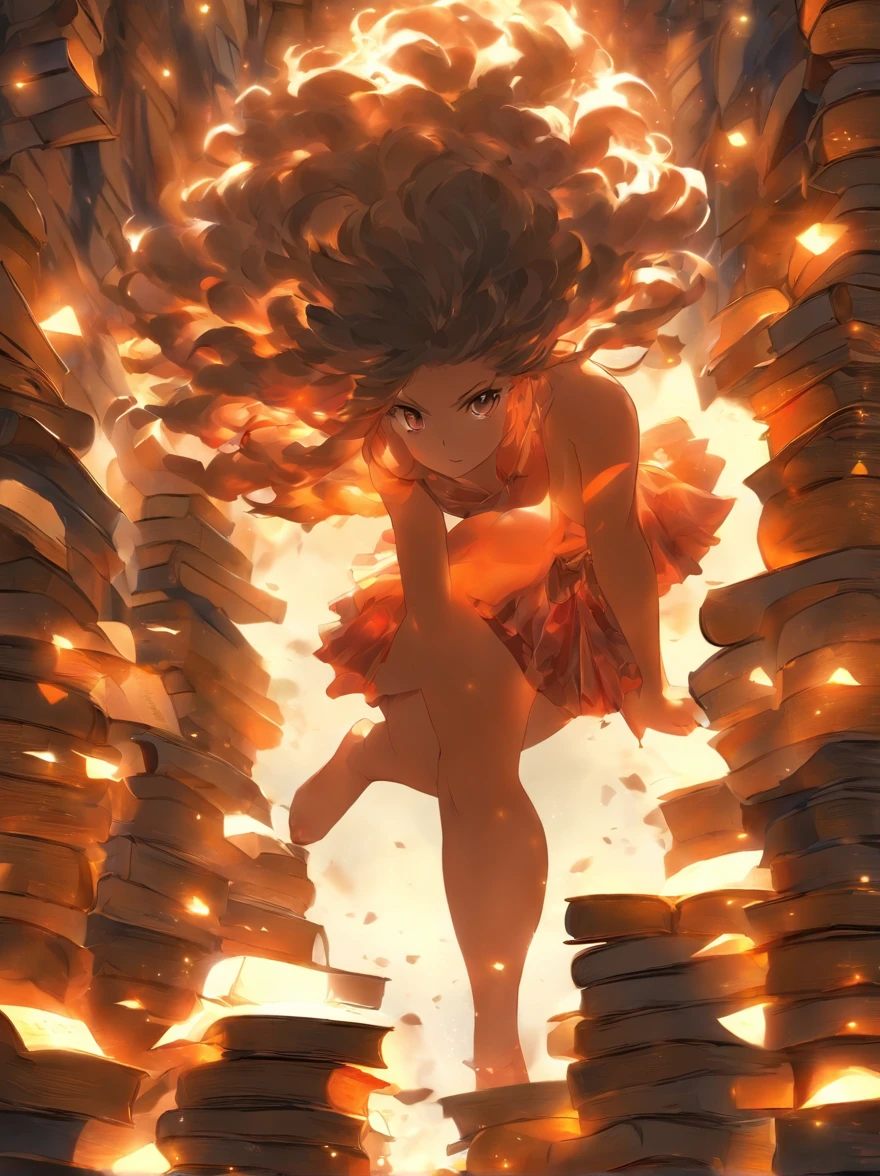 clothes made of books,1个Giant Breast Girl, The upper part of the body, in the darkness nigth,Empty white background