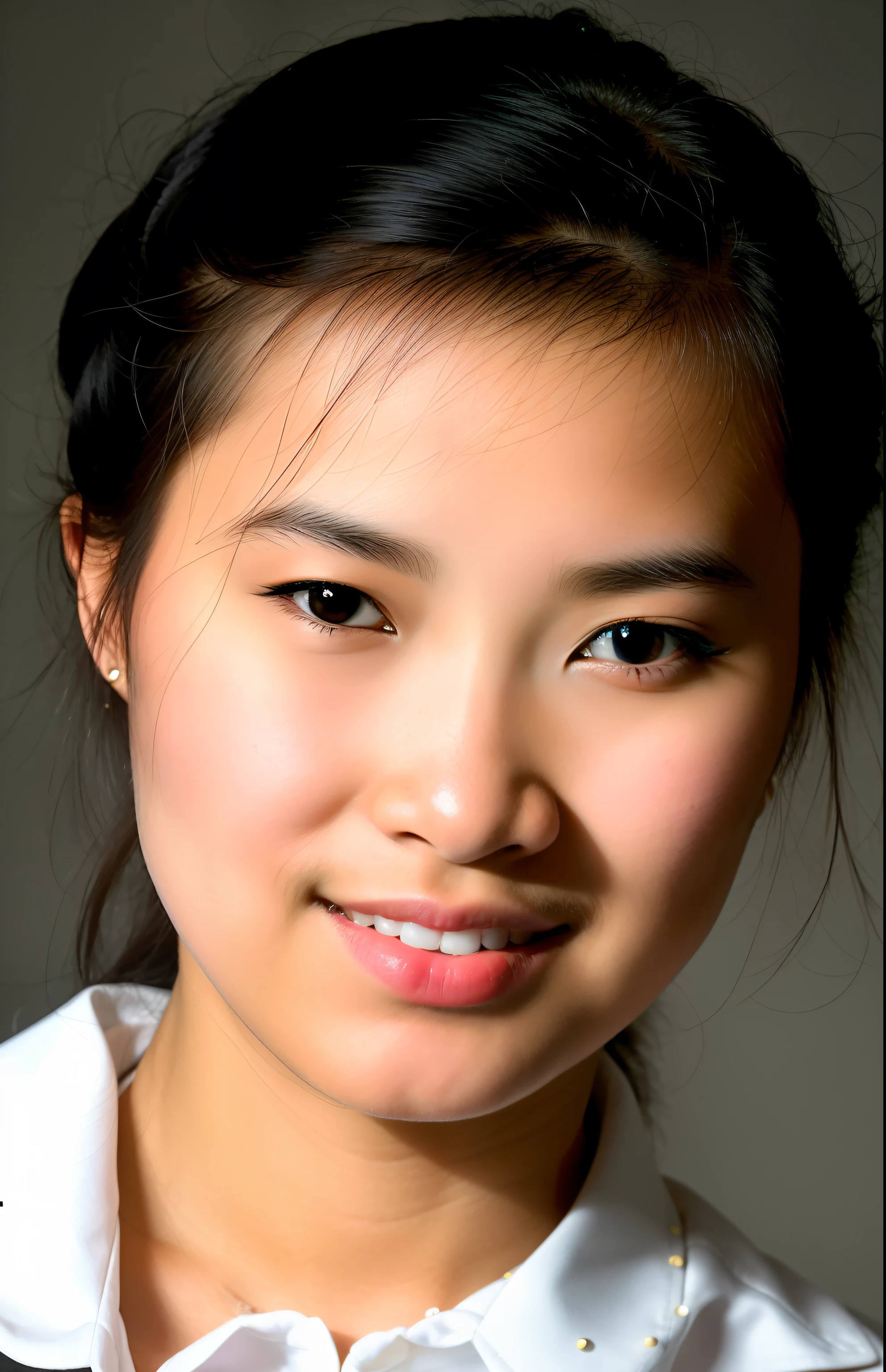 arafed black and white photo of a young woman with a tie, close up portrait photo, portrait realistic photograph, mai anh tran, qiu fang, inspired by Xia Shuwen, yun ling, wei wang, close - up portrait, close-up portrait, mei-ling zhou, a young asian woman, photographic portrait, closeup headshot portrait, wu liu