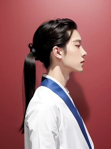 length hair、Tying hair、I have my hair in a bun、three kingdoms、Best Quality,  1boy, Solo, Asian, ((Upper body:1.3))