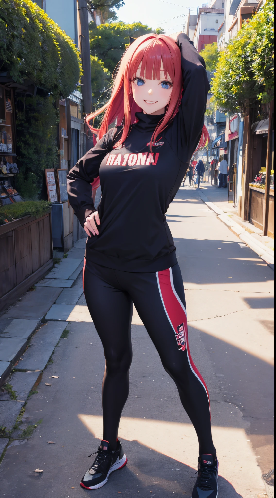 Nino Nakano Vampiro riendo,manos detalladas,Pose sexy,Ropa deportiva con sueter,parque