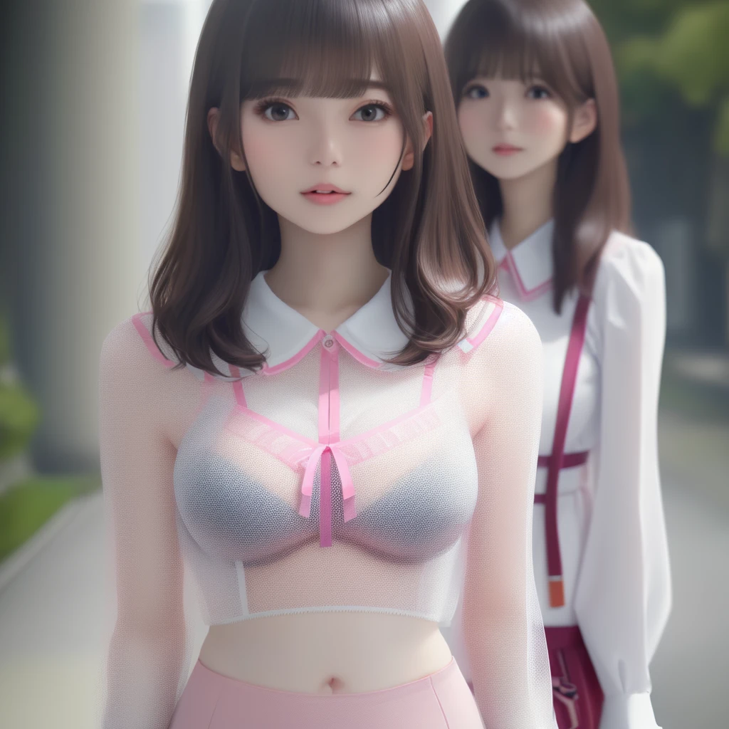 (white blouse see-through Pink bra:1.1), My pink bra can be seen through my thin blouse,
(Best Quality, 8k, 32k, Masterpiece, UHD: 1.2), Japan Beauties, Big, Very Short Bob Hair, Upper Body, Face Focus, blouse, crowded tokyo yamanote lines
, Watch Viewers