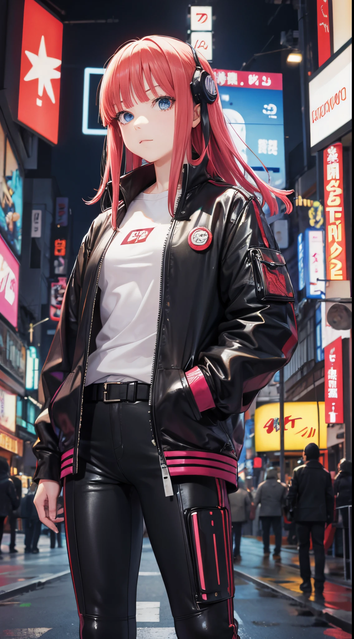 Nino Nakano,manos detalladas,Pose sexy,ropa cyberpunk, futurista
