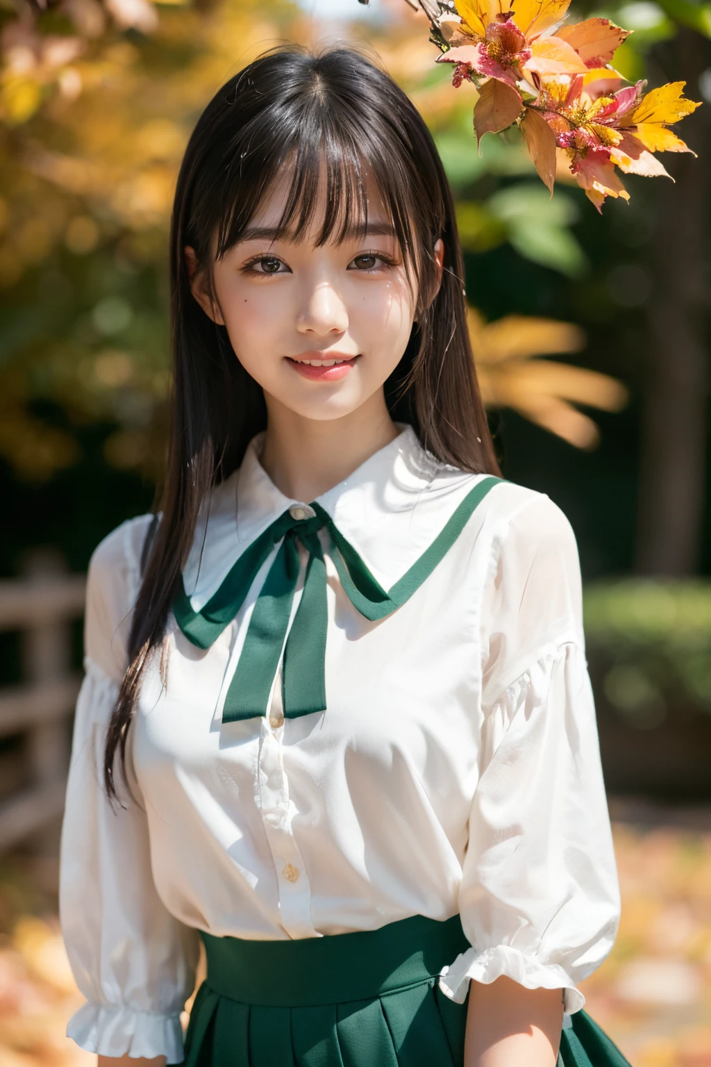 (8K, Raw photo, Best Quality, masutepiece:1.2), (Realistic, Photorealsitic:1.4), (Very detailed 8k wallpaper), Sharp Focus, depth of fields, blur backgroun, Bokeh, Cinematic lighting, Soft light, Upper body, ( cute Japanese woman:1.3)、Attractive woman、Cute Idol,(delicate nose)、Delicate girl、(realistic textured skin)、(contrasting balance eyes)、(Natural color lips)、(delicate bangs)、Beautiful hairstyle、(tthin eyebrows)、thin arm、above thighs、Smiling smile