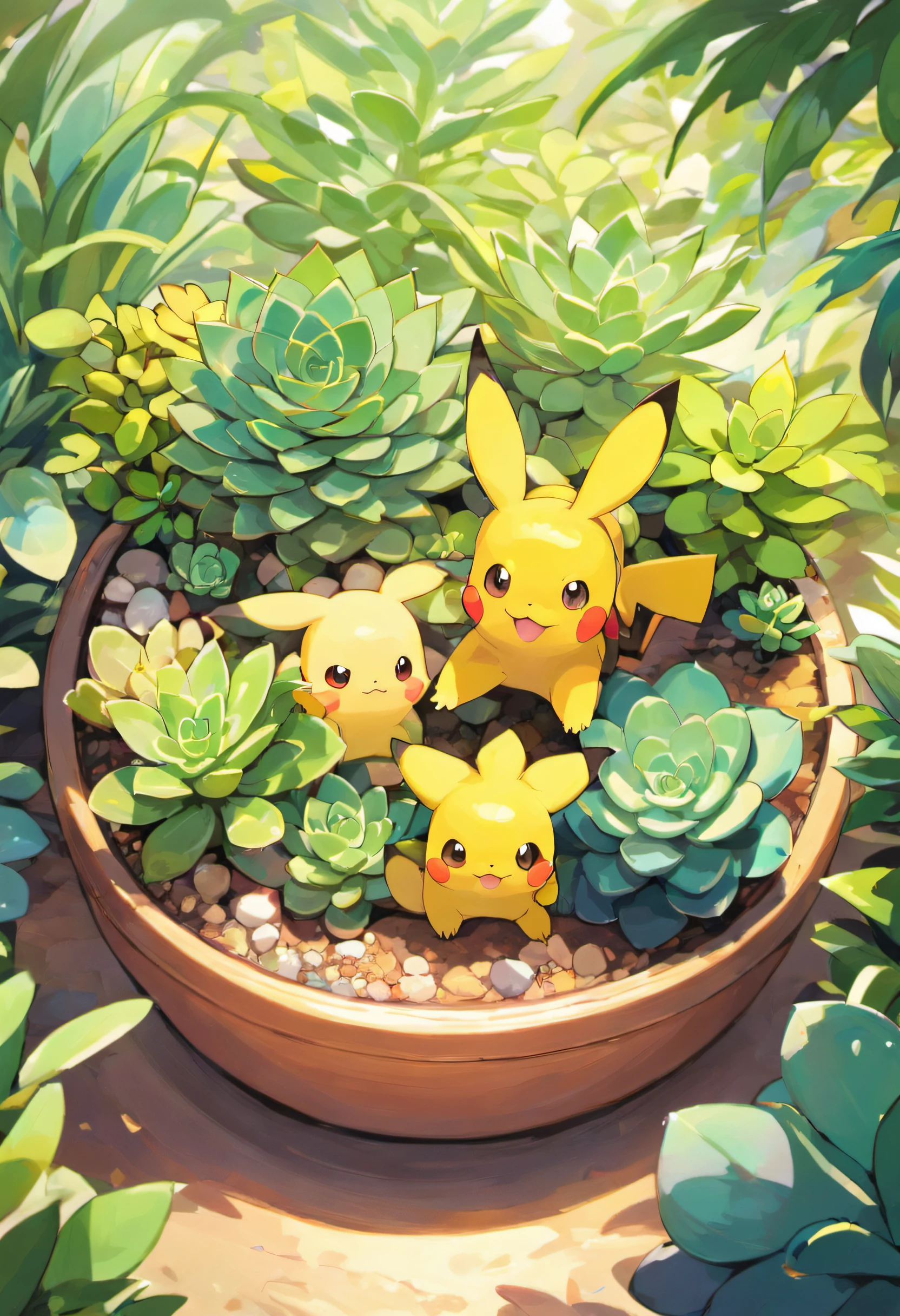 Succulents、potted plant、glasshouse、wide variety of succulents、Botanical Garden、best composition、masutepiece、Photorealsitic、ultra-detailliert