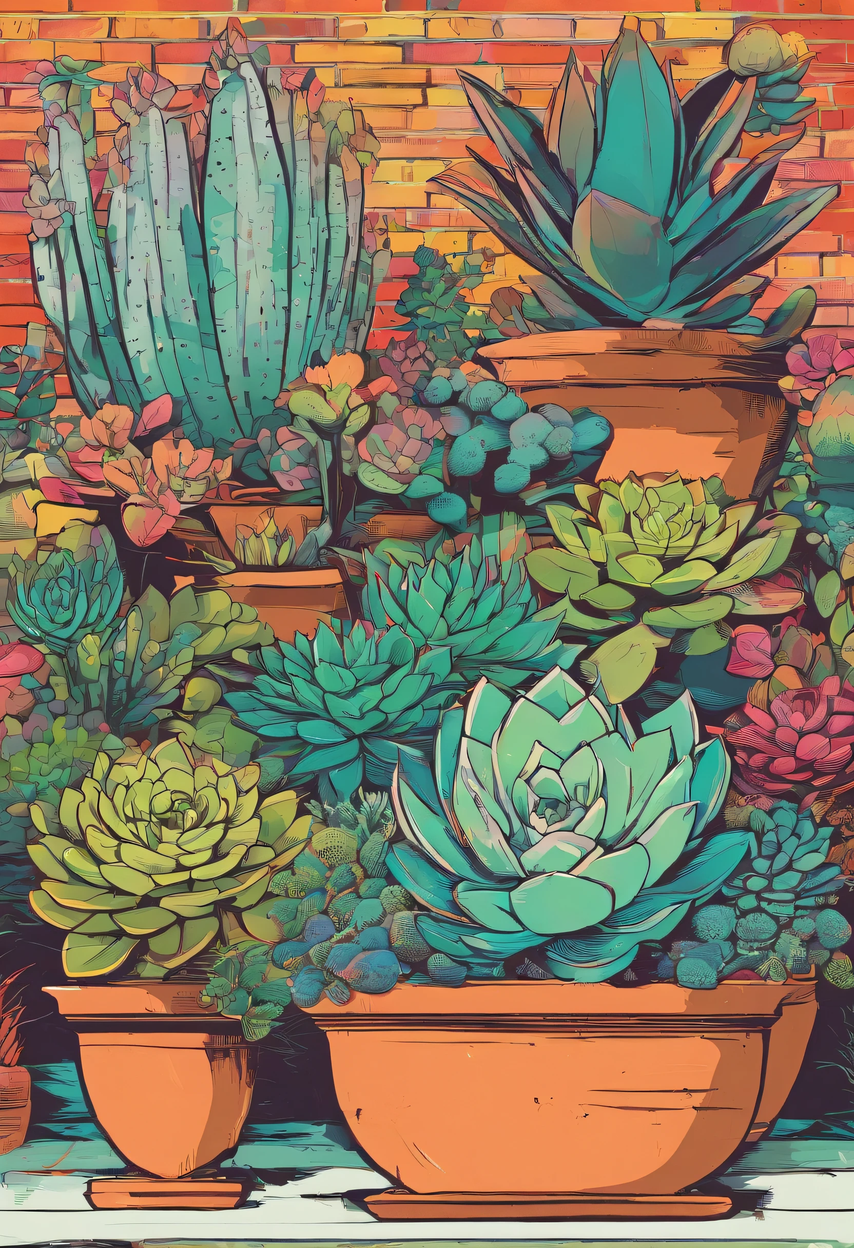 Succulents、potted plant、glasshouse、wide variety of succulents、Botanical Garden、best composition、masutepiece、Photorealsitic、ultra-detailliert