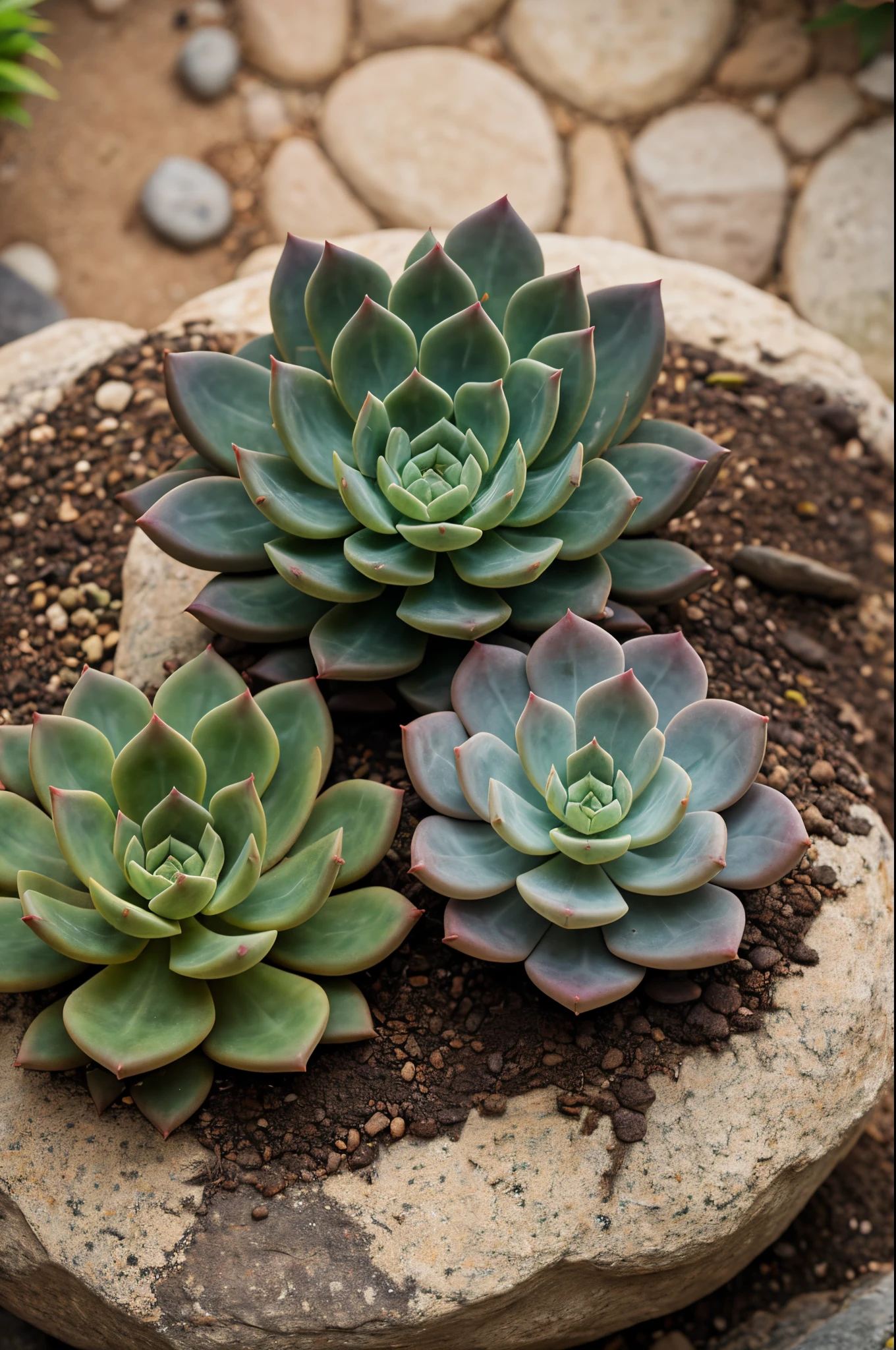 best quality,ultra-detailed,realistic,big Succulents,rich colors,soft lighting,succulent garden,large succulent plants,vibrant green leaves,succulent arrangement,variety of textures,delicate tendrils,lush soil,thick fleshy leaves,sharp focus,high-res,close-up shots,botanical illustrations,artistic portrayal,meticulous attention to detail,beautifully captured succulent plants,inspiring compositions,naturalistic rendering,sunlit backdrop,serene atmosphere,lifelike succulent sculptures,mesmerizing patterns,organic beauty,hues of green and purple,exploration of light and shadow,precise brush strokes,visually captivating,emphasizing the intricacies of nature,meticulously curated succulent collection,celebrating the diversity of succulents,inviting viewers to appreciate the wonders of nature.