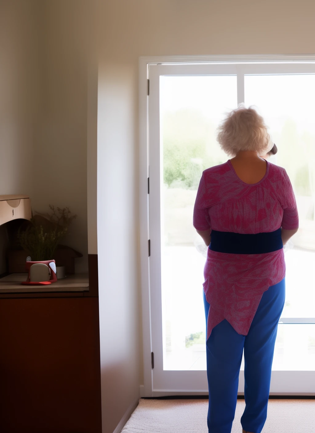 wife stands her husband up at home