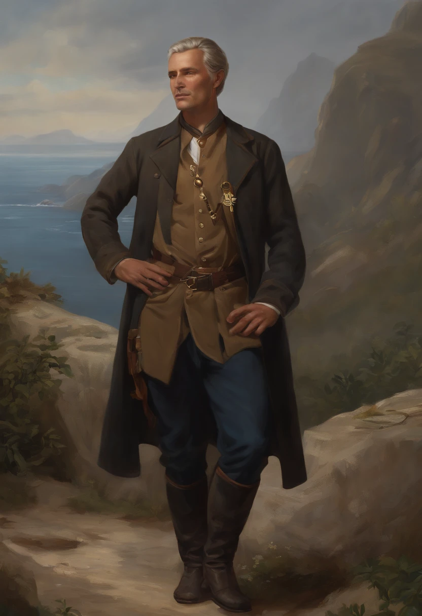 Ahti is captured standing on a rocky outcrop overlooking the vast expanse of the sea. The golden hues of the setting sun cast a warm glow over the water, creating a breathtaking panorama of shimmering waves and distant horizons.,Control,Ahti's appearance is as distinctive as his personality. He is portrayed as a middle-aged man with a unique and intriguing aesthetic.

Ahti has a weathered and rugged appearance, suggesting a life lived close to nature and the elements. He has a strong and slightly weather-beaten face, with deep lines etched across his forehead and around his eyes, hinting at a life filled with wisdom and experience. His eyes are bright and piercing, reflecting a keen intellect and a hint of mischief.

Ahti's salt-and-pepper hair is thinning, with a receding hairline. He has no beard. His hair is slightly unkempt, contributing to his overall unconventional and carefree appearance.

Ahti's attire is equally unique. He is often seen wearing a worn, navy blue janitorial uniform, complete with a matching cap. The uniform is adorned with various patches and emblems, hinting at his long-standing association with the FBC. Despite its worn appearance, the uniform is always clean and neat, suggesting a sense of pride in his role as the janitor.

Around his neck, Ahti wears a pendant or talisman, the specific design and meaning of which remain unknown. This pendant often catches the light, drawing attention to it and further adding to the air of mystery surrounding Ahti.

Ahti's overall demeanor and posture exude a sense of confidence and ease. He moves with a relaxed and unhurried gait, seemingly unaffected by the chaos and supernatural occurrences surrounding him. His presence commands attention, and his enigmatic aura is enhanced by his distinct appearance.

Ahti stands at an average height, with a sturdy and robust build that suggests strength and resilience. His physique is not overly muscular, but there is a sense of underlying power and endurance in his frame. He carries himself with a relaxed and confident posture, often standing tall with his shoulders back.

His weathered face is characterized by a slightly tan complexion, indicating exposure to the elements and a life spent outdoors. Deep lines and wrinkles etch his forehead and the corners of his eyes, hinting at a lifetime of wisdom and experiences. His eyes themselves are a striking shade of blue or gray, possessing a sharp and perceptive gaze that seems to hold more knowledge than he lets on.

Ahti's hair is a mix of gray and silver, cropped short and slightly disheveled. It has a natural, tousled appearance, adding to his rugged charm. His thick, bushy mustache matches the color of his hair and frames his mouth, giving him a distinctive and memorable look.

Facial hair aside, Ahti maintains a clean-shaven appearance, with no other prominent features or facial embellishments. His lips are slightly thin but often curve into a warm and enigmatic smile, revealing a glimpse of his playful nature.

In terms of attire, Ahti is typically seen in a worn and faded navy blue janitorial uniform. The fabric is well-used but meticulously clean, suggesting a meticulous attention to detail. The uniform includes a short-sleeved button-up shirt, trousers, and a matching cap that he often wears low on his forehead. Various patches and badges adorn the uniform, indicating his long-standing association with the FBC.

Ahti's hands, often gloved for his janitorial duties, are weathered and calloused, further emphasizing his hardworking nature. There is a sense of strength and dexterity in his hands, reflecting his ability to handle any task thrown his way.

Overall, Ahti's physical appearance combines ruggedness with a sense of mystery and wisdom. His weathered features, striking eyes, and distinctive mustache contribute to his unique and memorable appearance, enhancing his enigmatic presence.