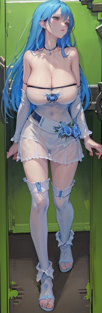 ((above shoulder,facial closeups)), Bigboobs, looking at viewert, ultra-realistic realism, Ghibli-style colors, Ghibli-style colors, japanese manga, Standing Picture, angle of view, foreshortening, foreshortening, 8K, super detailing,All women have big breasts,Endless realism, cellshading,,character sheets, reference sheet, Standing Picture, 8K, super detailing, 1080p, Women HD,femele, 16k, A high resolution, Best quality at best, high high quality, Anatomically correct, tmasterpiece, Acura, hyper HD,as elegant as a swan,unreal-engine, Ghibli-style colors, japanese manga, Standing Picture, angle of view,battle armor,ssee-through,Lace skirt,Blue hair,red - eyed,Sexy big breasts,Transparent tulle clothes