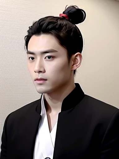 three kingdoms、Han people、Best Quality, 1boy, Solo, Asian, ((Upper body:1.3))、hair in bun、hair tied