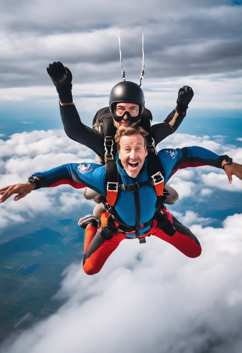 A photo of a person skydiving from a plane high in the sky,original,Annoying VC is a middle aged man who is Silicon Valley tech person