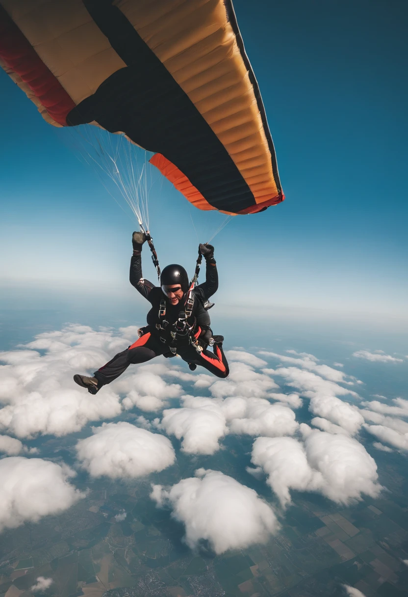 A photo of a person skydiving from a plane high in the sky,original,Annoying VC is a middle aged man who is Silicon Valley tech person