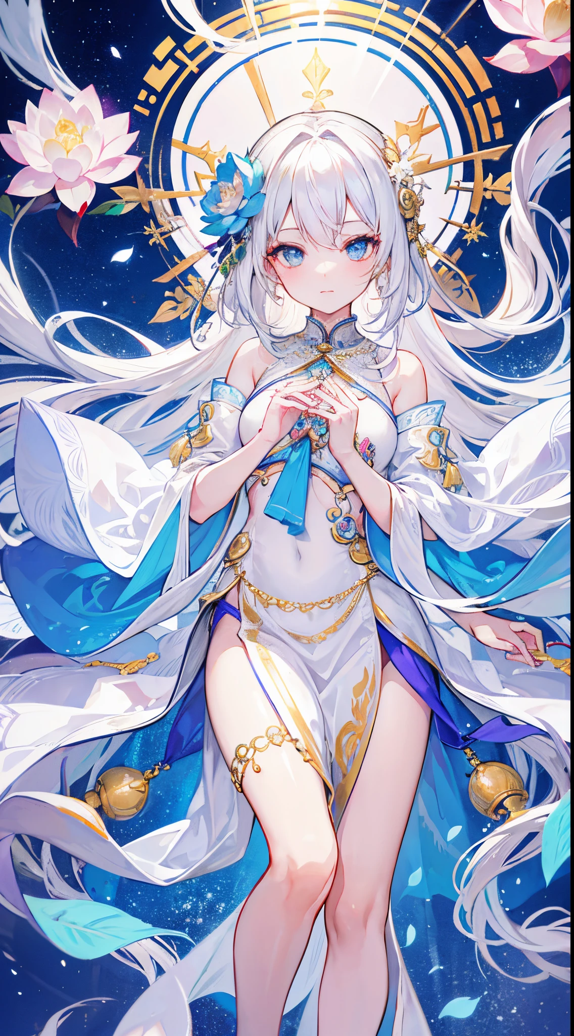 Top image quality、Indian god、White hair、perfect lotus flower girl