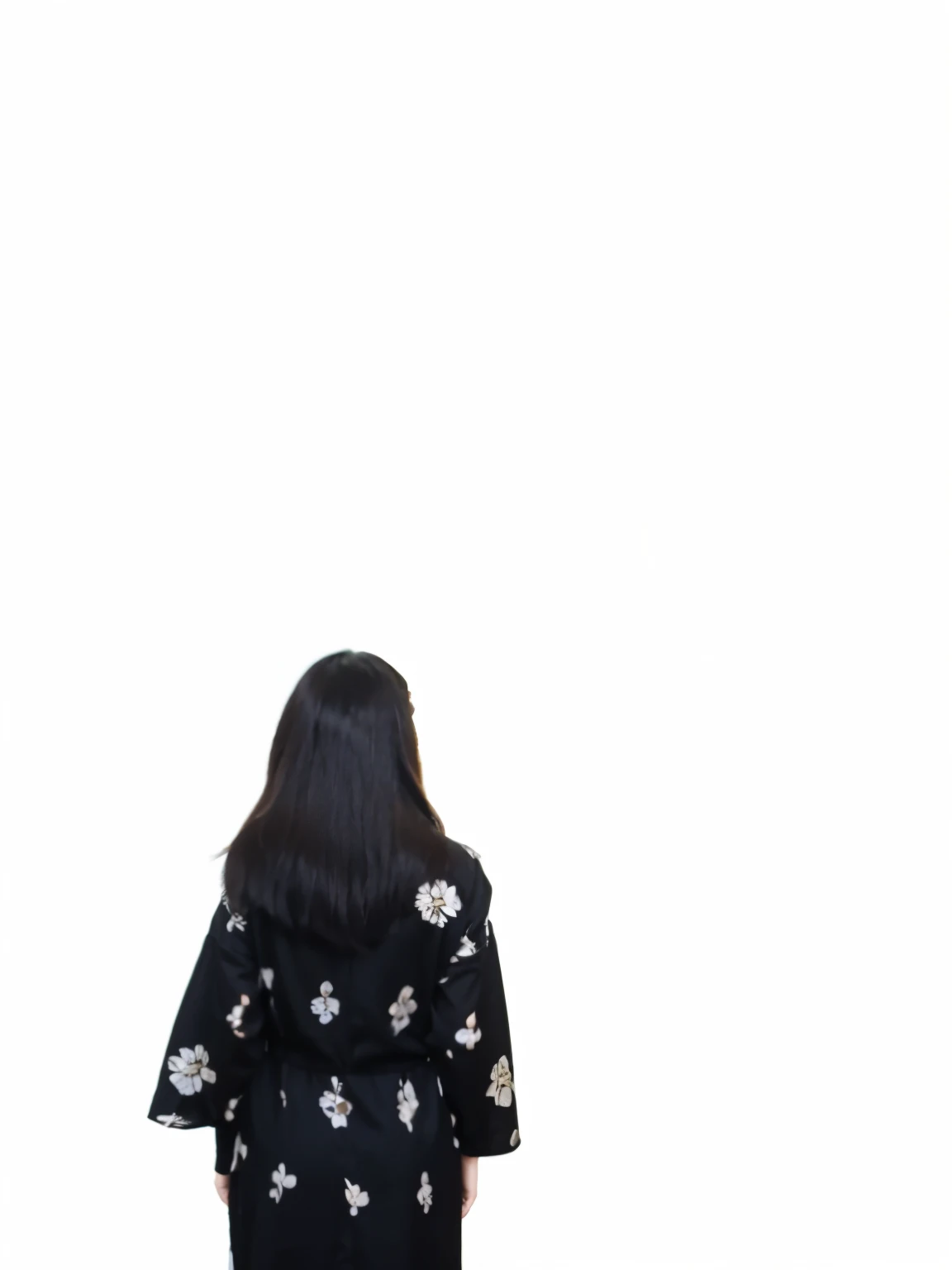 A girl with the silky hairs and with a dress