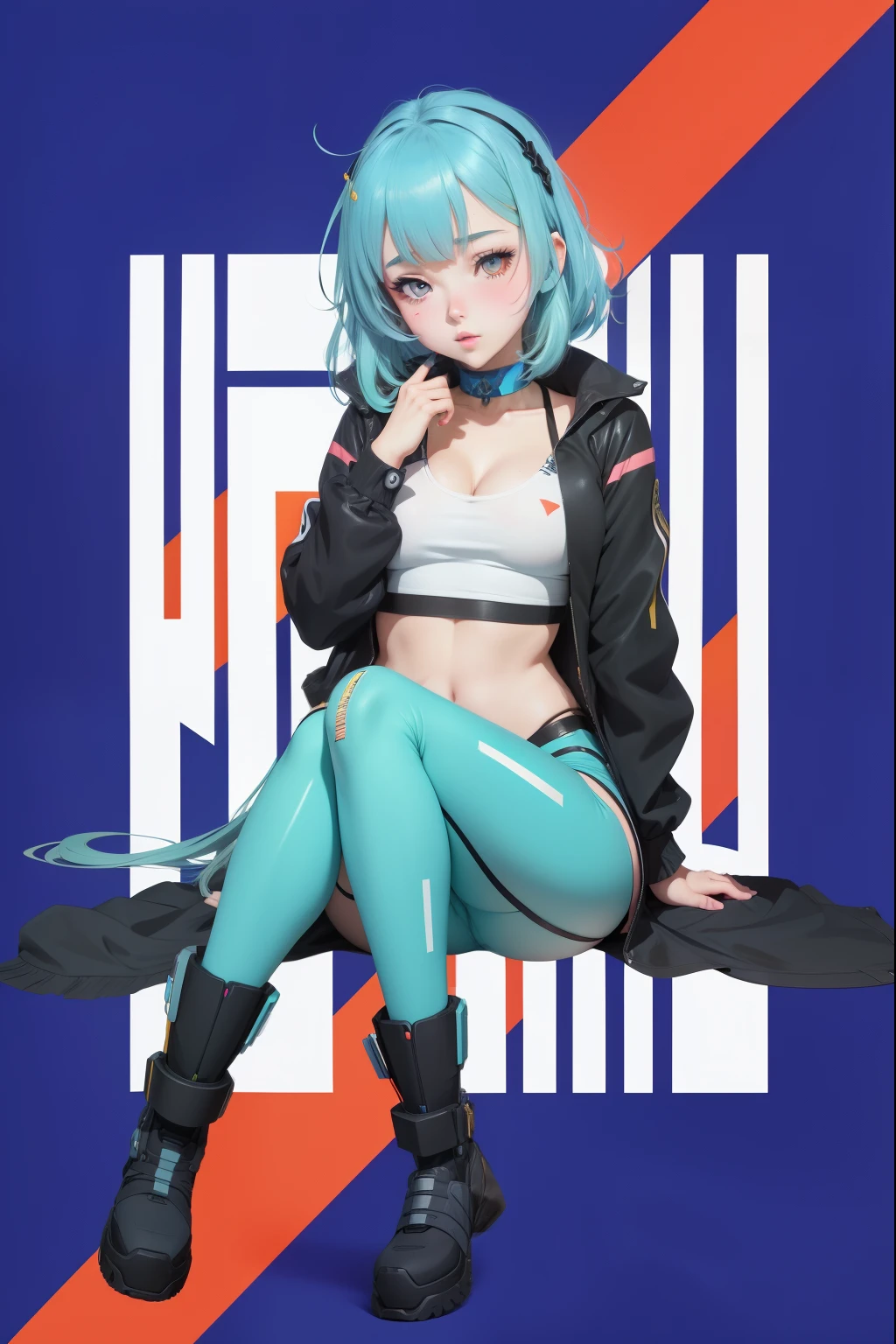 (RAW photo, best quality, masterpiece:1.2), (best quality:1.4), ((sexy cute Japanese cyberpunk catgirl)), (((slender body))), big breasts, (bangs), smiling, ((wearing colorful Harajuku tech jacket)), ((wearing miniskirt)), insane details, dynamic pose, cyberpunk city streets background, hair intakes, ((shapeless long hair)), glowing neon accents, looking at viewer, (((thigh gap))), multicolor hair, alice \(nikke\),(shiny skin)