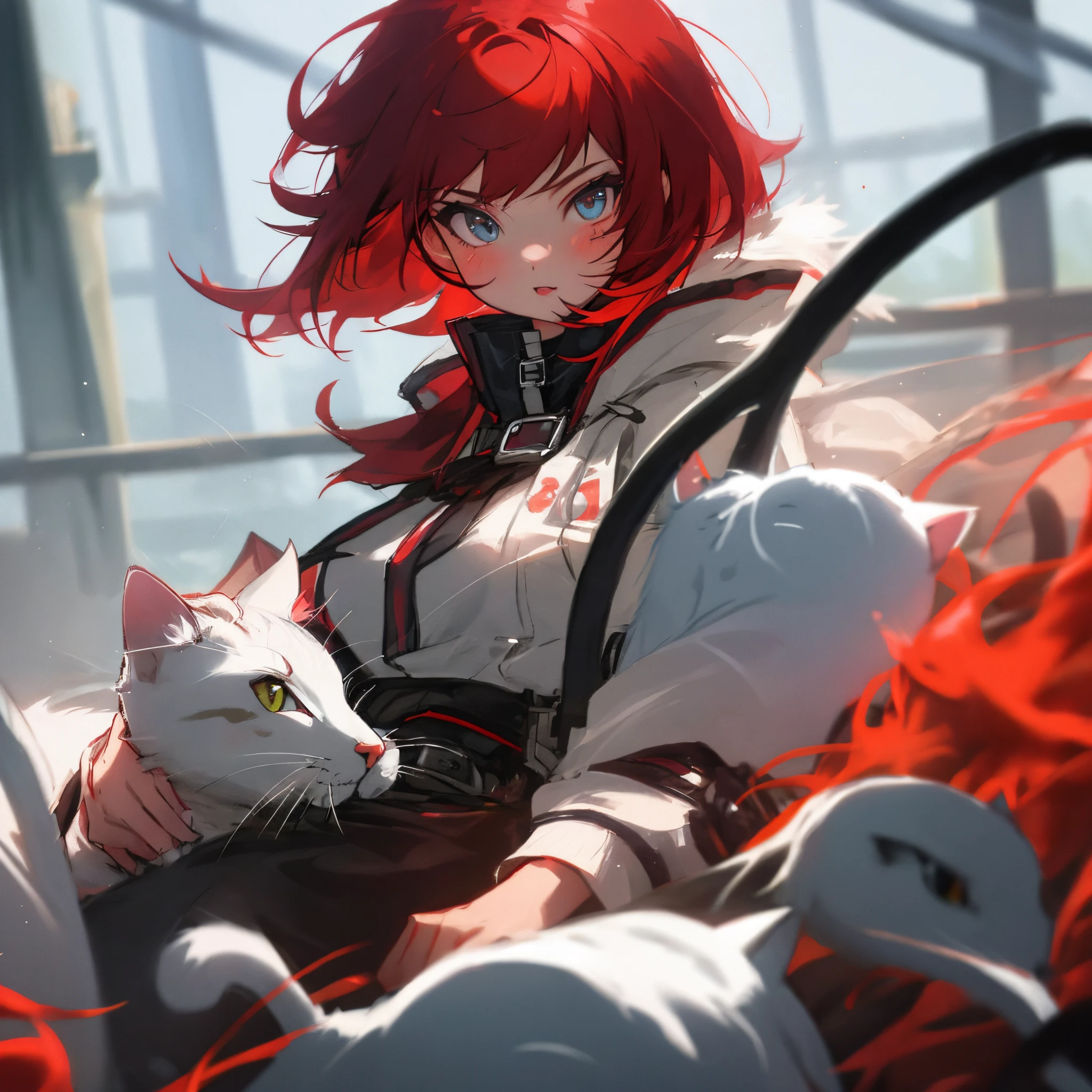 red hair cat eyes girl