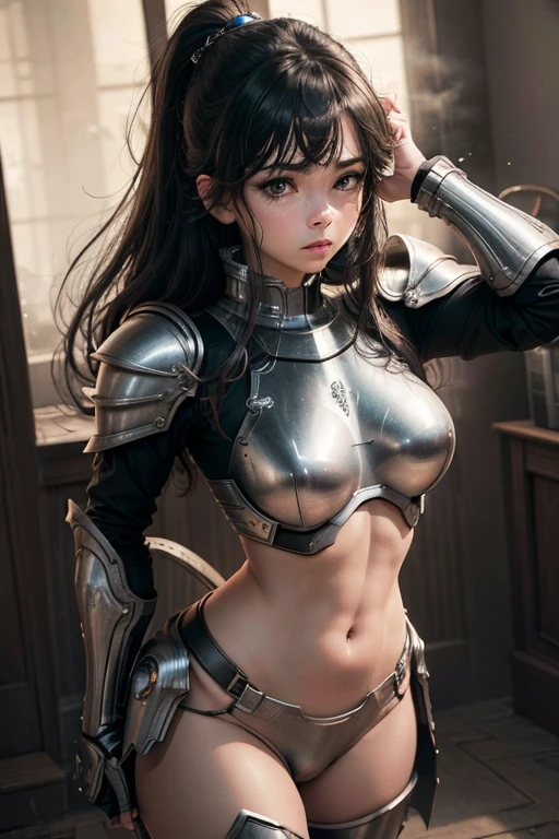 Ultra-high saturation (Gemini Armor) foto de corpo inteiro, (melhor qualidade,(1 cinta),big tits, Usando armadura dourada brilhante,Armadura tipo bikini sexy,Exposto seu peito,Exposto a cintura,expondo coxas,Cool-pose, Armadura de Saint Seiya, hair messy,alto detalhe, estilo anime, Cinematic lighting, brilho, deus luz, Traching de raias, filmgrain, hiper HD, textura, super detalhamento, anatomia correta, A high resolution,Ultra-high saturation,alto contraste,Armadura de alto brilho,Pele lisa,serious expressions