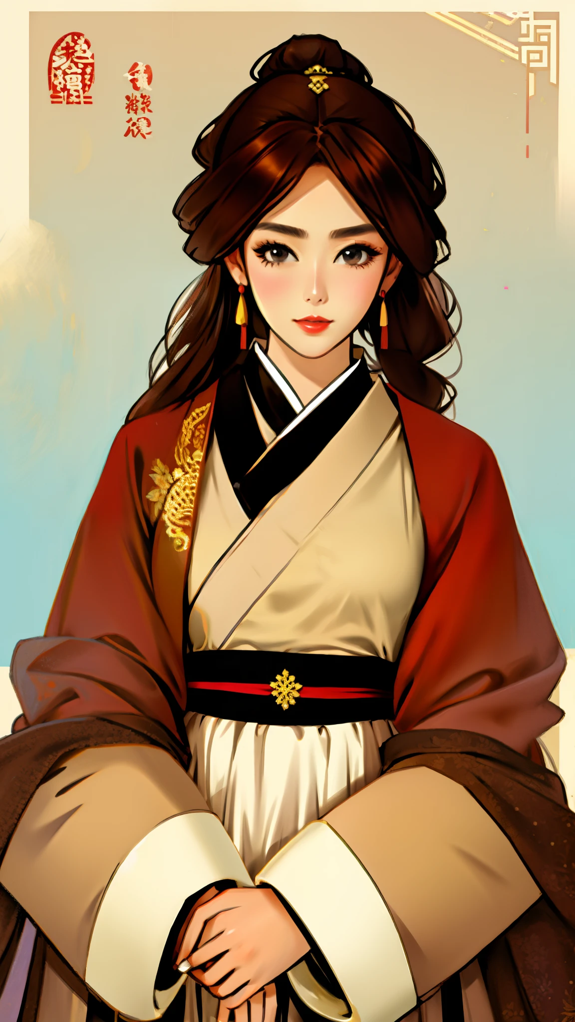 one girl, brown hair girl, chinese