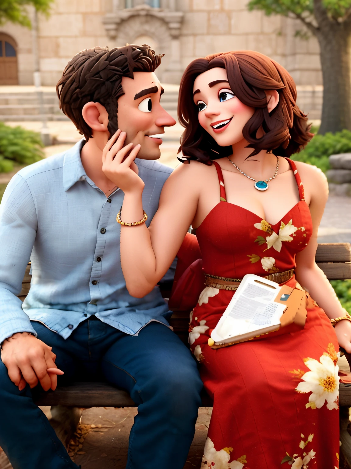 there is a man and woman sitting on a bench together, animation film, animated film, imagem promocional do filme, animation movie still, 3 d animated movie, cena de filme animado, Romantic comedy, ainda do filme, 'Zootopia', animation film, estilo de filme zootopia, filme premiado ainda, filme de alta qualidade ainda, pixar retrato 8 k foto, filme realista ainda