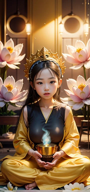 1girl in、top-quality、masterpiece、超A high resolution、(Photorealsitic:1.4)、Raw photo、Deities々Goddess Sibit、(Face of 15 year old beautiful girl)、Straight long hair、glowy skin、Dramatic、(Golden See-Through Competition Swimwear)、(Golden transparent fluttering robe)、(Golden Buddha Statue)、(Golden Guanyin Bodhisattva Statue)、((Golden Very Small Tiara))、(Pray)(Standing whole body)、((delicate finger、Delicate hand))、(delicate paws)、(large full breasts、Clean raised bust)、(Rocket Tits)、((Golden garter stockings))、((Golden Ancient Greek Temple))(Golden wall decorated with gold)、(Blur the background)、(One boob is visible、large areola is visible、 to stand)、(Woman Praying)、(Pray with Your Hands Together)、Full body、standingn、Pray with Your Hands Together、delicated face、Delicate hand、delicate paws、Anatomy Body、goddes、