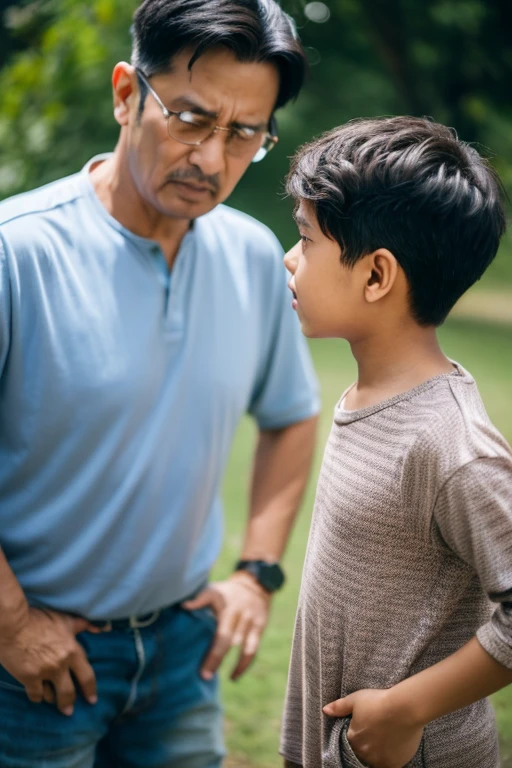 father scolding a boy