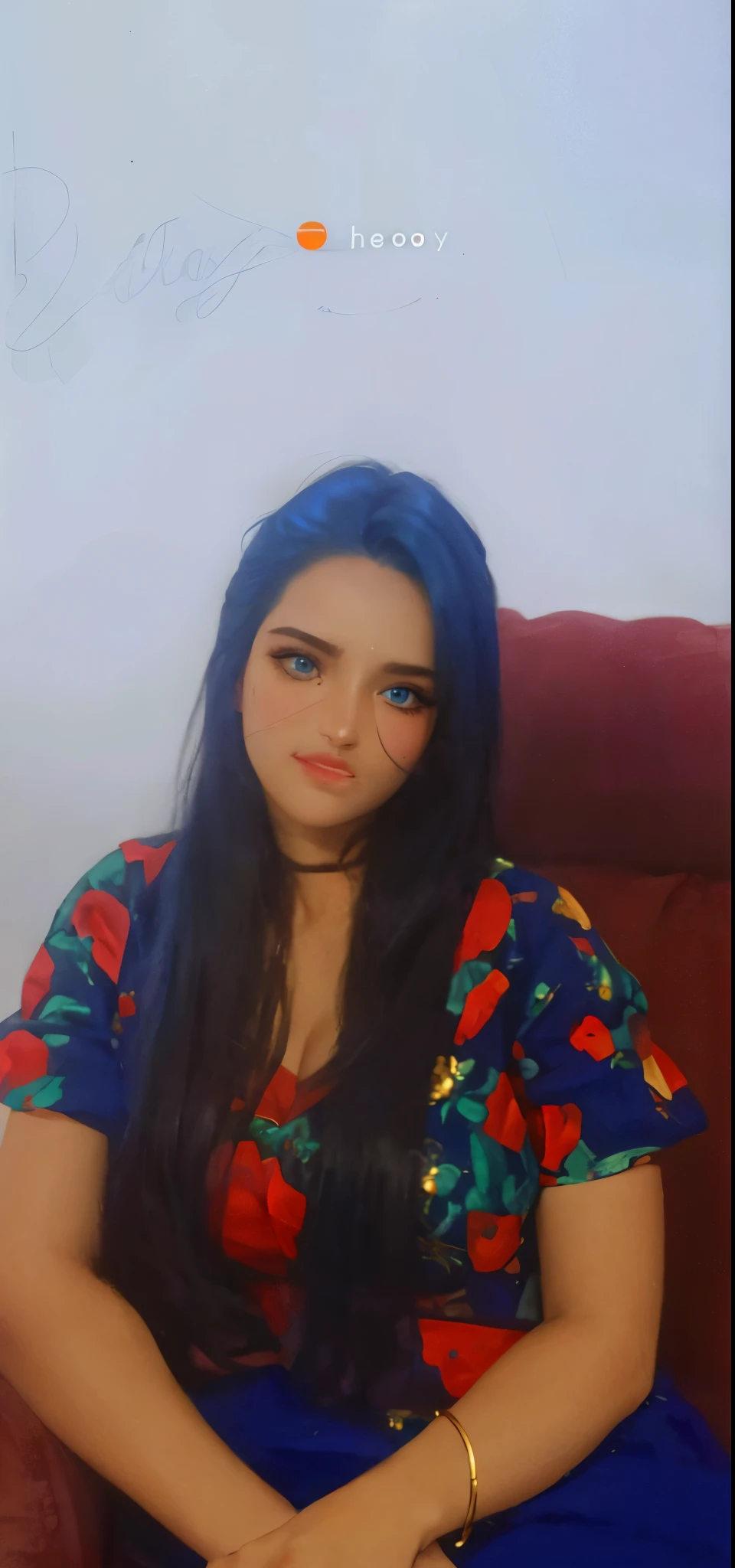 (masterpiece:1.4, best quality), (intricate details), unity 8k wallpaper, ultra detailed, beautiful and aesthetic, perfect lighting, (1girl), (blue hair, blue eyes, medium breasts),, dynamic pose, dynamic angle,  lipstick, slim, slim body, medium breasts, , detailed background, realistic, solo, perfect detailed face, detailed eyes, highly detailed, blush, hair ornament, rolling_eyes, cross-eyed,