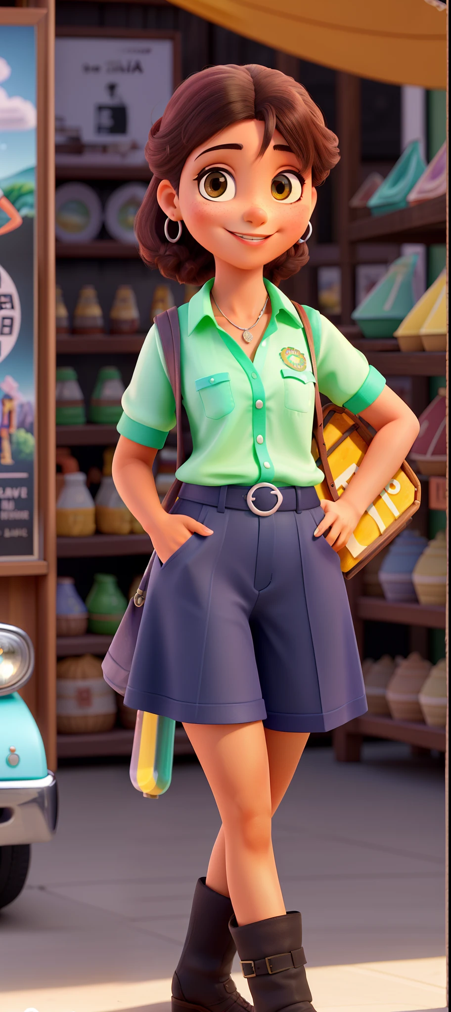 Foto fotorrealista da jovem mulher do gengibre perguntando no mercado velho i Tailand, sorriso suave, Arte por Midjorney, Luminismo, Sombra intrincada final - contraste de luz, Obra-prima premiada do IPA, artistic lens, Cores quentes, arte por Tim Burton