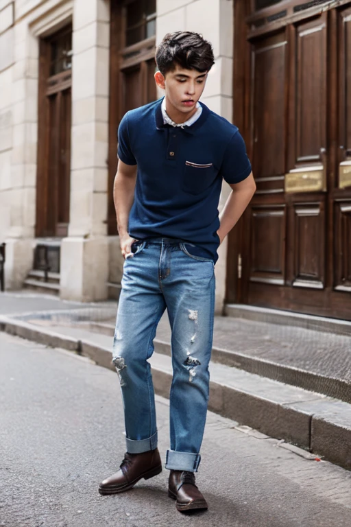 pissing boy wearing jeans