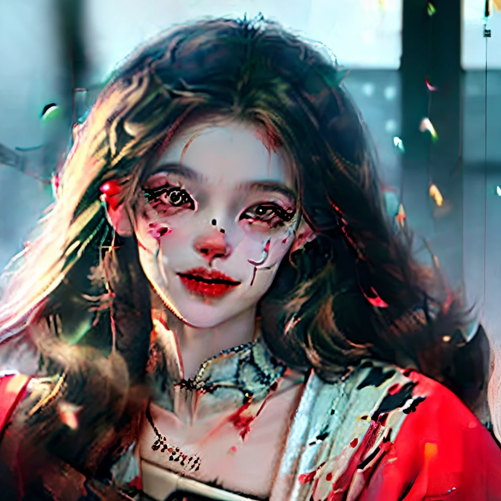 japanes,A dark-haired,Beautuful Women,10yaers old、zombie、black eyes、punishment、Rotten face、verdant、black lipstick、Pretty smile、kiss、Unhealthy