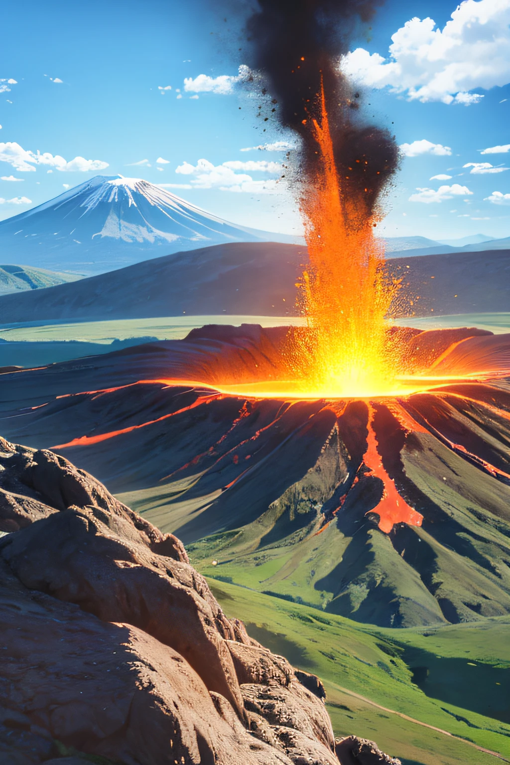 volcanoes，volcano landscape