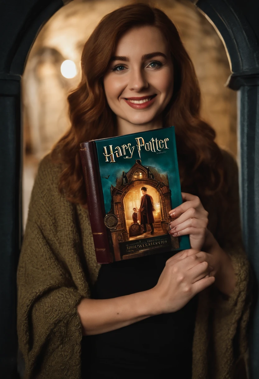 A photo of me holding a copy of Harry Potter and the Philosopher's Stone, with a nostalgic smile on my face.,original,Portrayed by JK Rowling herself