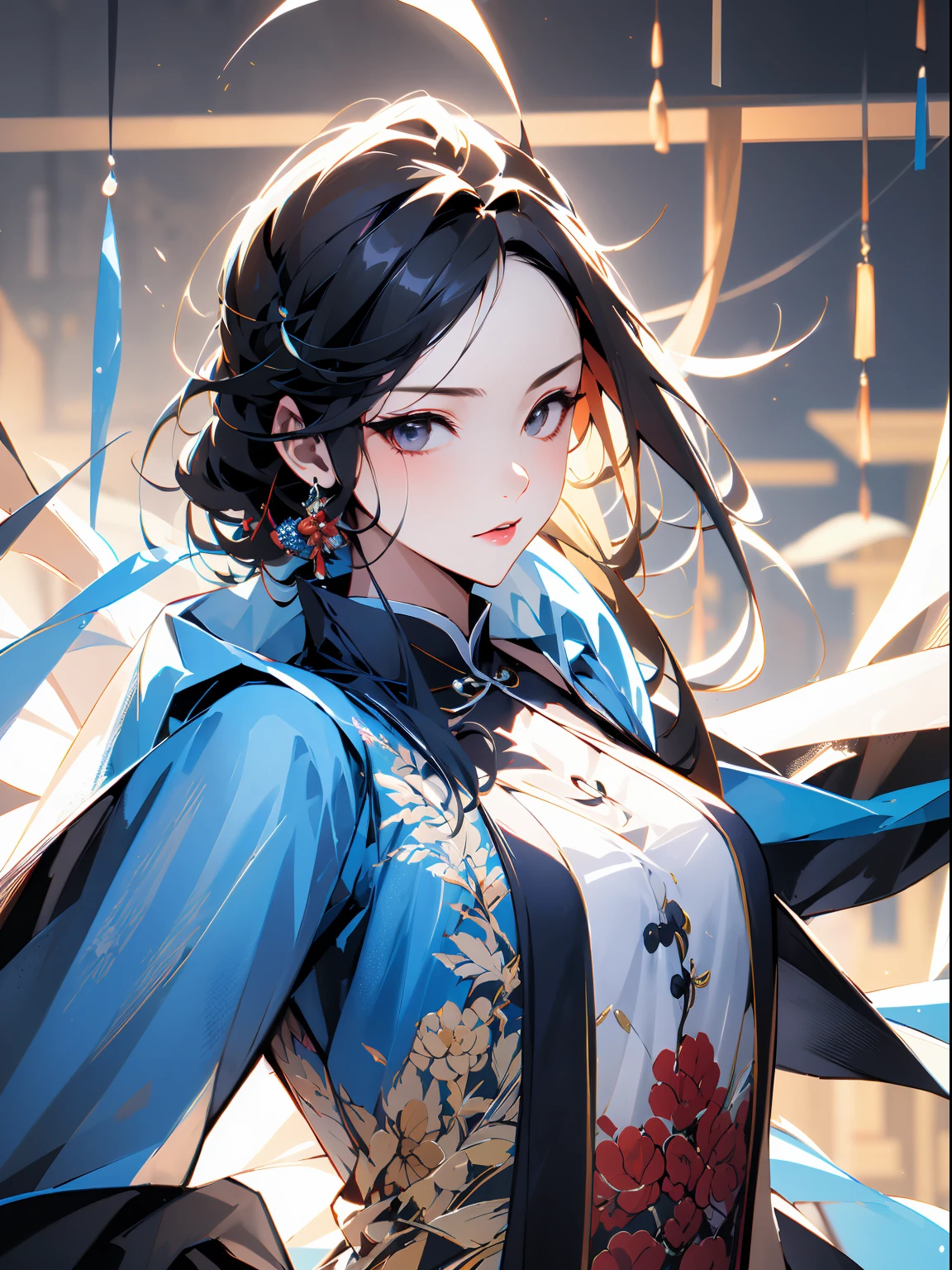 (masterpiece:1.2), best quality, Chinese style, 1female fighter, upper body